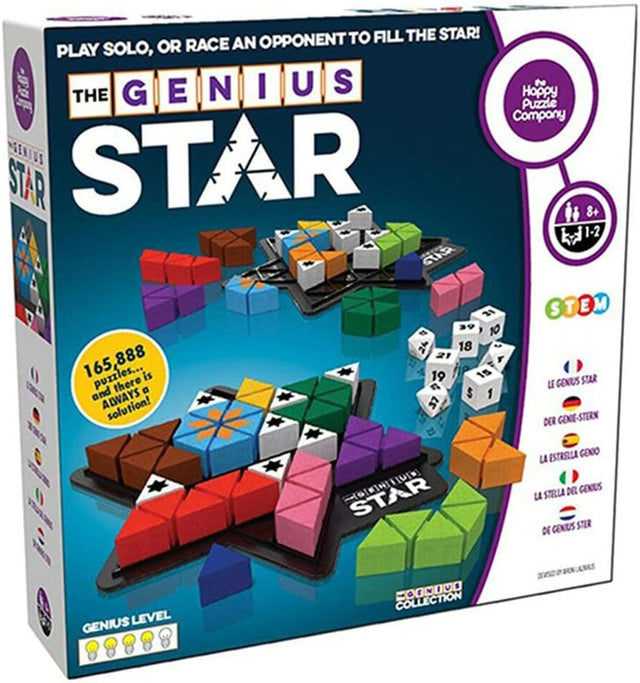 The Happy Puzzle Company The Genius Star Game - 165,000+ Puzzle Challenges for a Fun Family Board Game Night - Logic Puzzles STEM Educational Learning Resources - Smart Games for Kids & Adults Ages 8+.