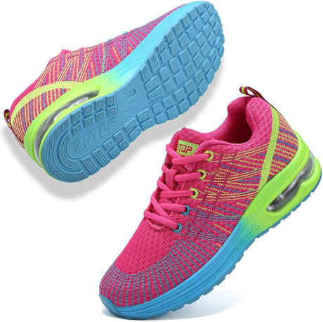 Womens Trainers Running Shoes Air Cushion Sneakers Ladies Walking Shoes Lightweight Breathable Mesh Athletic Sports Shoes Non Slip Casual Gym Tennis Shoes Jogging Shoes.