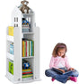 tonchean 3 Tier Kids Bookshelf Rotating White Childrens Bookcases Free Standing House Shape Revolving Bookcase Swivel Book shelf Spinning Bookshelf Tower for Kids Room Playroom Living Room.