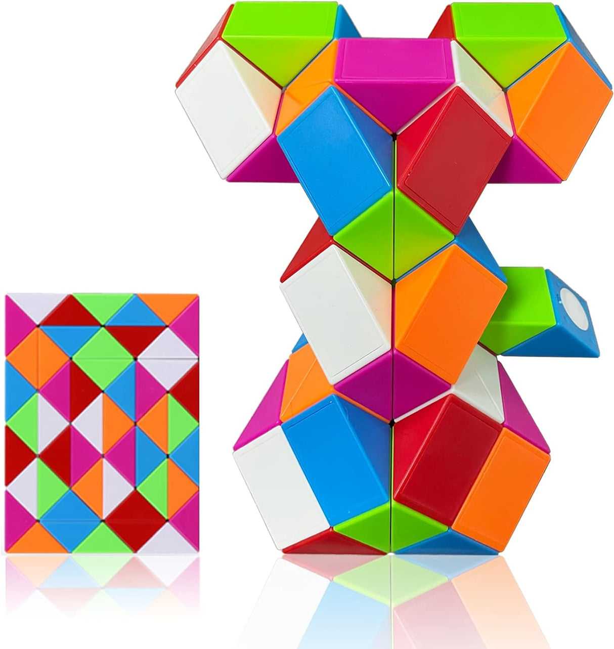 EACHHAHA Magic Snake 48 Parts-Snake Cube-christmas stocking fillers for Kids-Snake Cube Puzzle-Snake fidget toys-Twist Puzzle Brain Teaser -Educational toys-Party Bag Fillers(Rainbow*1).