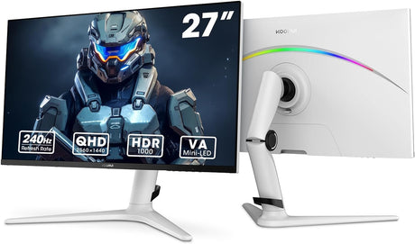 KOORUI 27 Inch Full HD Gaming Monitor 240hz, 1ms, DCI-P3 90% Color Space, Adaptive Sync, (1920 x 1080, HDMI, DisplayPort).