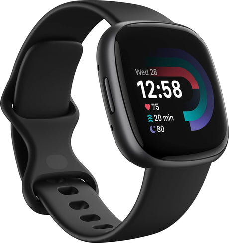 Fitbit Versa 4 Fitness Smartwatch with built-in GPS and up to 6 days battery life - compatible with Android and iOS.