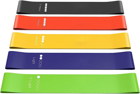 Resistance Bands PREMIUM Skin Friendly[Set of 5],5 Strength Levels Loop Exercise Bands, Ideal for Home, Gym, Yoga, Training,FREE Guide and Bag for Men and Women.