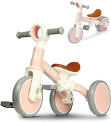 LOL-FUN Toddler Balance Bike for 1 2 Years Old, 4 in 1 Baby Bicycle for 1 to 4 Years Old Boys Girls Present, 3 Wheel Tricycle with Removable Pedal.