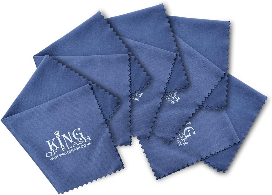 King of Flash 5 x Blue Superfine Microfiber Cleaning Cloths For Mobile Phones, Glasses, Tablets, TV, Sunglasses, Screens, Camera Lens Cleaners (5 Pack Cloth).