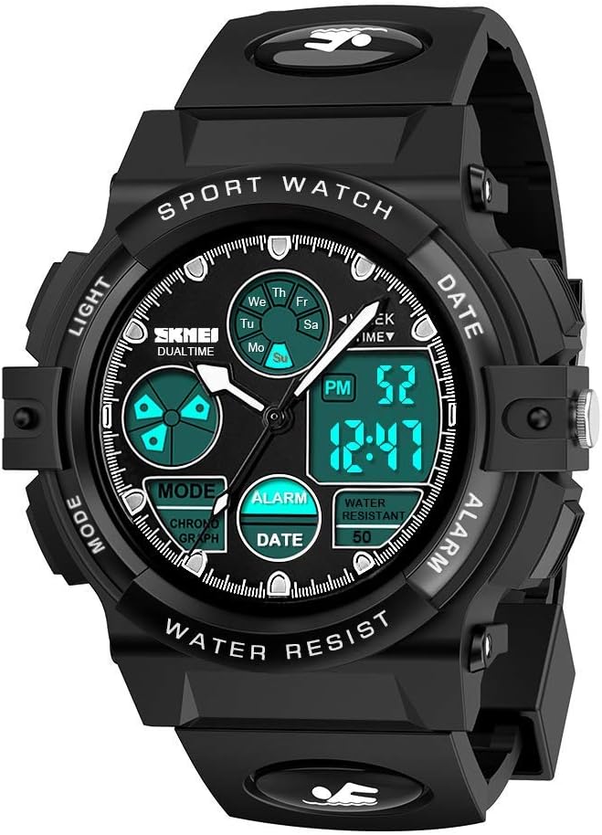 VenSten Kids Digital Watch for Boys - Girls Childrens Sports Electronic Waterproof Outdoor Watches with Stopwatch Alarm Timer LED Light Dual Time Zone.