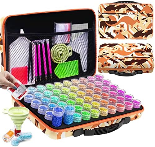 ARTDOT 60 Slots Diamond Art Storage Boxes Kits for Adults, Portable Diamond Painting Accessories and Tools Kit for Bead Organization and Storage