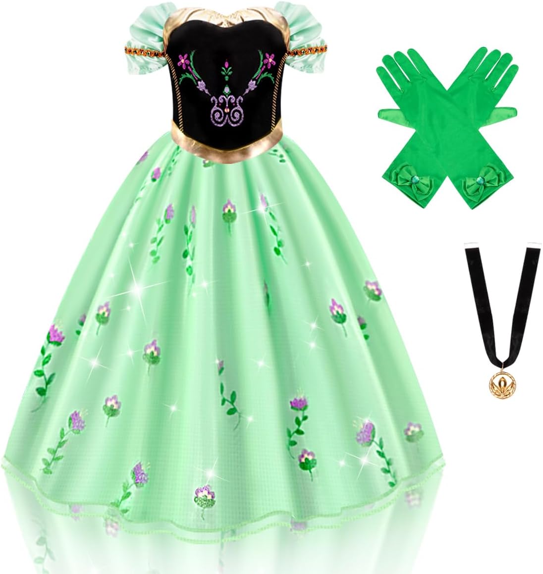 MELAND Princess Costumes for Girls, Princess Dress Up for Girls Age 3-10 Years Old, Fancy Dress for Kids & Toddlers Halloween Costumes.