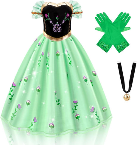 MELAND Princess Costumes for Girls, Princess Dress Up for Girls Age 3-10 Years Old, Fancy Dress for Kids & Toddlers Halloween Costumes.