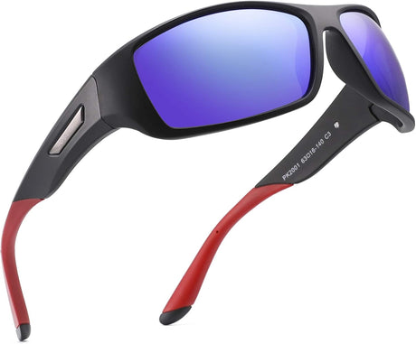 PUKCLAR Mens Sports Polarised Sunglasses for Men Women Running Cycling Fishing Driving Golf TR90 Frame.