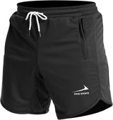 Men's Sports Shorts Running Gym Training Shorts with Zipper Pockets.