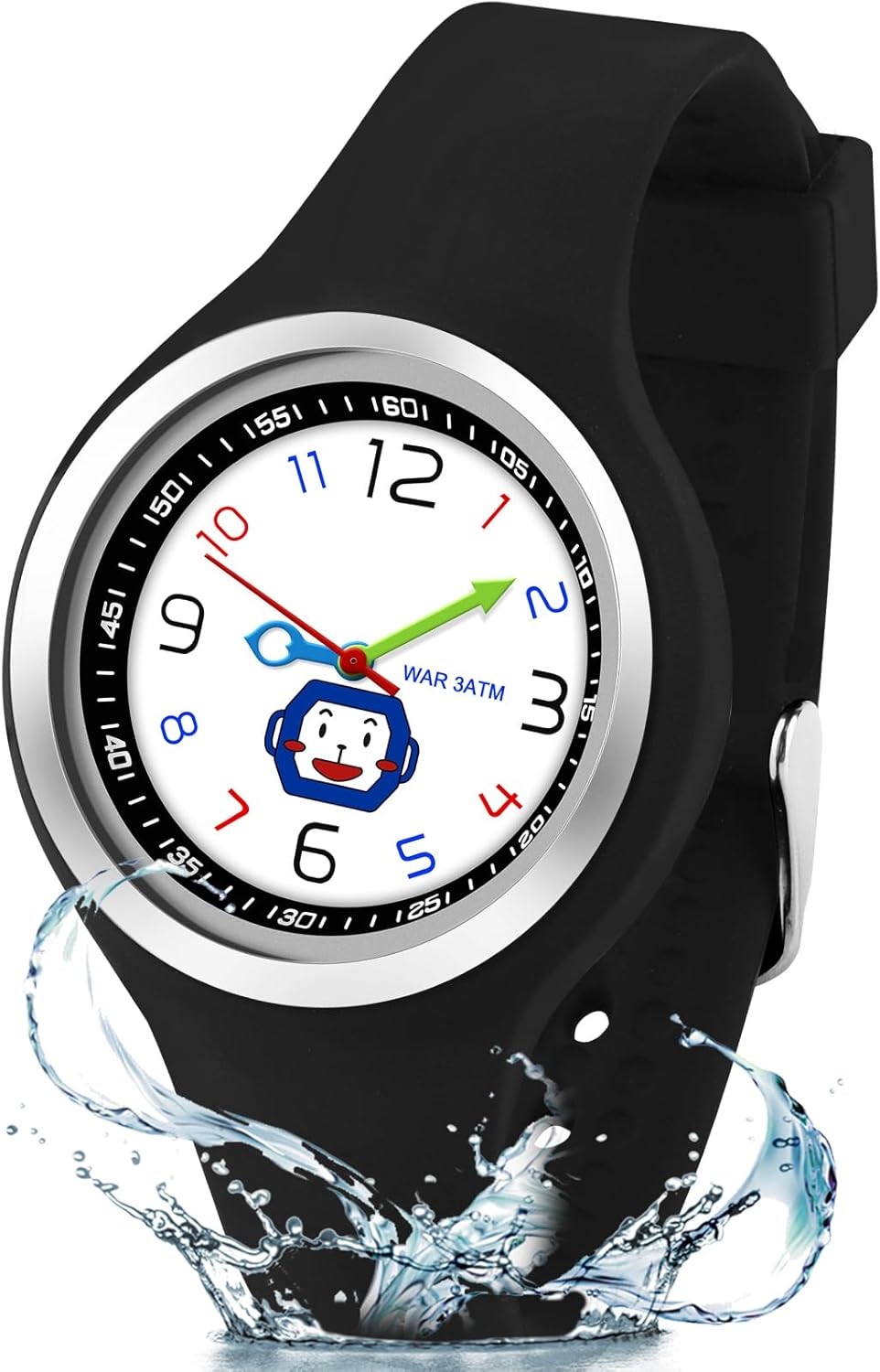 GUUMUXIN Analogue Children's Watches for Boys and Girls Watch for Learning time with Cartoon Pattern dials, 30 metre Waterproof Watch for Children from 6-12 Years Old.