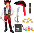 MELAND Pirate Costume Kids, Boys Dress Up with Pirate Hat, Boot-covers for Kids Aged 3 to 10, Fancy Dress for Kids&Toddlers Halloween Costumes.