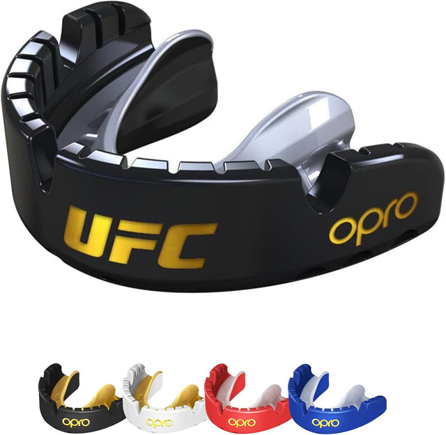 OPRO Gold Level UFC Mouthguard for Braces, Adults and Sports Mouth Guard, Featuring Revolutionary Fitting Technology for UFC, Boxing, MMA, Martial Arts, BJJ and All Contact Sports (UFC Black).