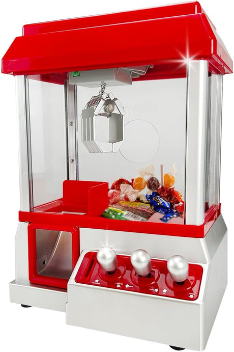 Candy Grabber Machine Toy - For Kids Parties, Retro Fun Arcade Claw Crane Game Dispenser Grab Gadget Prize | For Treats, Chocolate, Sweets, Small Toys | 24 Coins, Novelty Gift For Xmas Party.