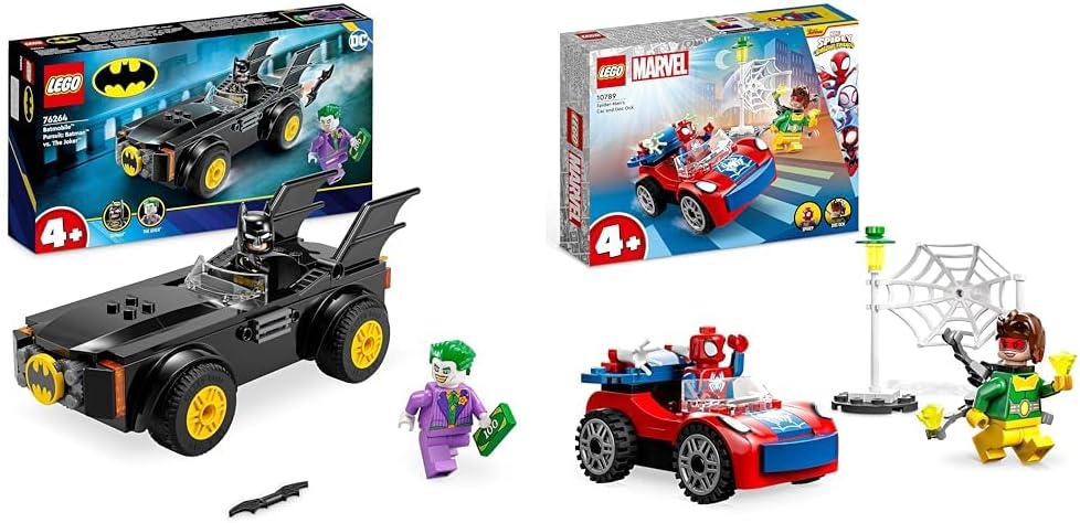 LEGO DC Batmobile Pursuit: Batman vs. The Joker Toy Car Playset, Super Hero Starter Set with 2 Minifigures, Toys for Preschool Kids, Boys, Girls Aged 4 Plus Years Old, Quick and Fun Build 76264.