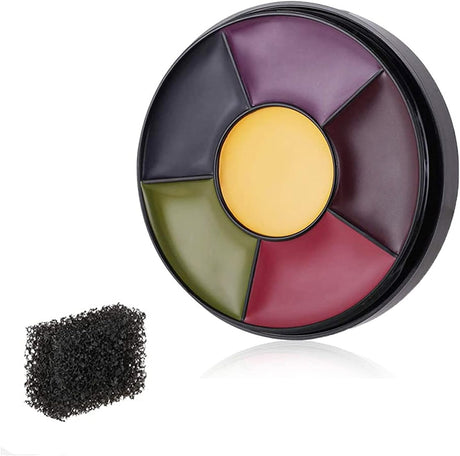 Go Ho 6 Colors Bruise Makeup Set for SFX,Bruises Wheel for Body Oil Paint Theatrical Halloween Fevstival,Face Paint Makeup Materials for Special Effects with Sponges.