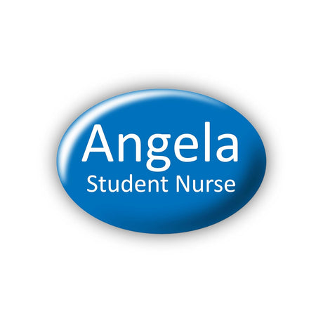 Custom Staff Name Badge for Work - Including Job Title - Blue - Pin Badges for Work Student Nurses Trainee Healthcare Retail Office Training.