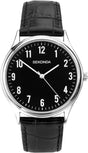 Sekonda Mens 40mm Evans Classic Three Hand Analogue Quartz Watch Alloy Case with Black Leather Strap.