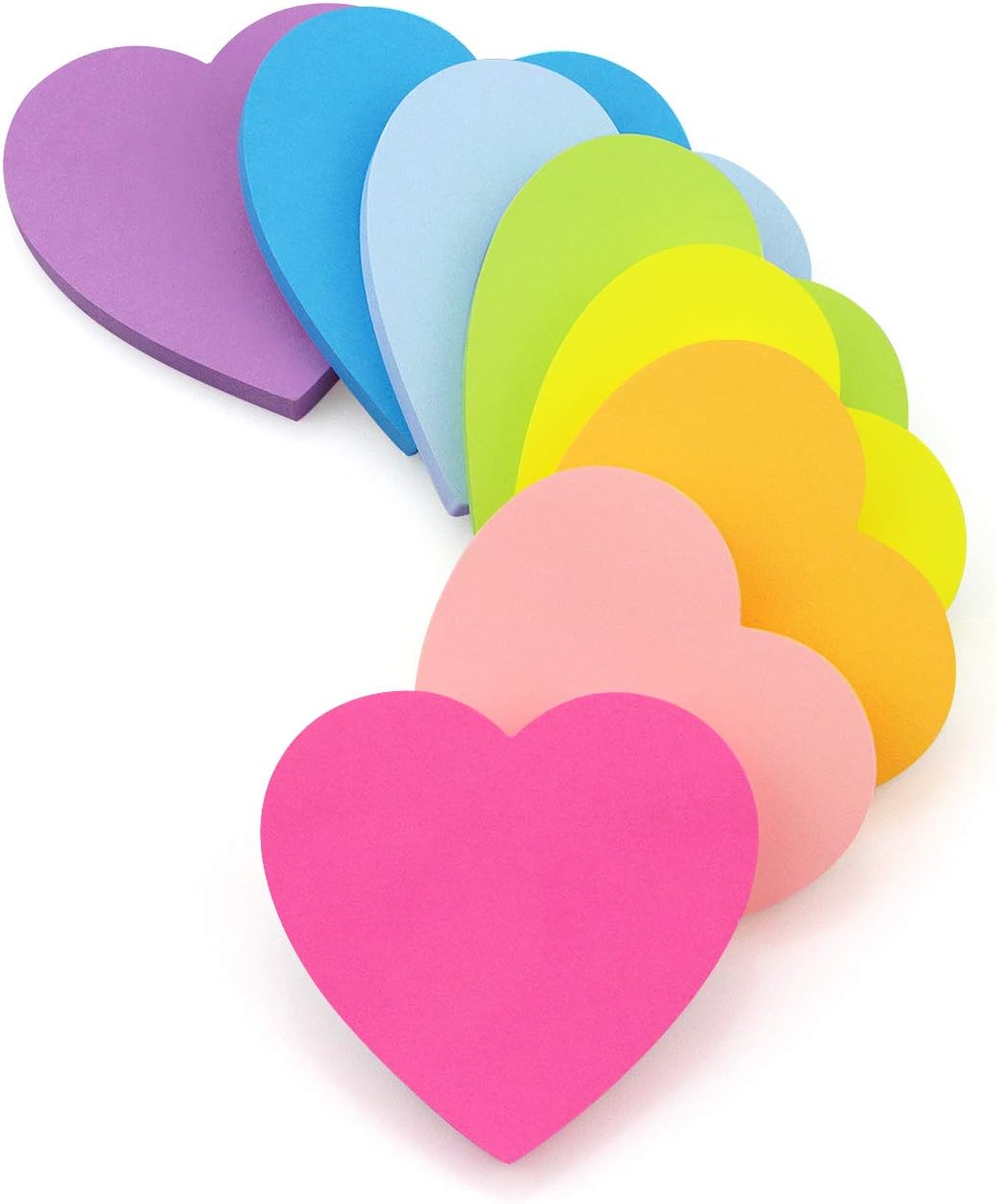 Early Buy 3x3 Heart Shape Sticky Notes 8 Pads/Pack, 75 Sheets/pad (8 Bright Color)