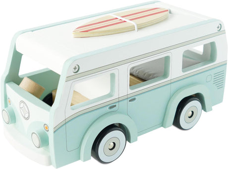 Le Toy Van - Cars & Construction Pretend Play Retro Wooden Holiday Campervan Toy Vintage Classic Style Play Set With Detachable Surfboard | Play Vehicle Role Play Toys - Suitable For 3 Year Old +.