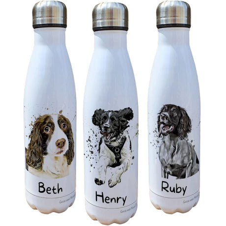 Springer Spaniel Dog Insulated Bottle Personalised - Gift for Dog Owners & Lover - Personalised Dog Thermal Flask - Stainless Steel Water Bottle (Henry).