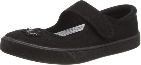 Clarks Women's Hopper Go Ballet School Shoes, Black Fabric, 2 UK.