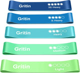 Gritin Resistance Bands, [Set of 5] Skin-Friendly Resistance Fitness Exercise Loop Bands with 5 Different Resistance Levels - Carrying Case Included - Ideal for Home, Gym, Yoga, Training.