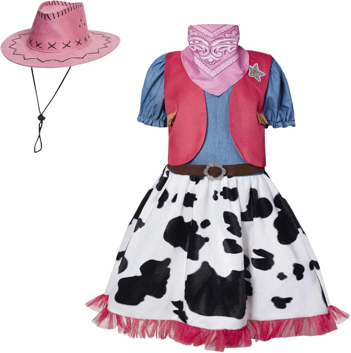 maxToonrain Cowgirl Costume for Girls Funny Holiday Princess Halloween Christmas Party Cow Girl Fancy Dress Outfit.