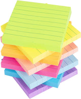 8 Pads - 4X6 in Lined Sticky Notes,8Colors Post Self Stick Notes Pads, Pastel Stickies Colorful Super Sticking Memo Pads,Strong Adhesive, 45 Sheets/pad, 360 Sheets Total