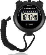 Vicloon Sport Stopwatch Timer, Multi-Function Sport Digital Stopwatch Large Display, Single Lap/Split Memory Stopwatch with12/24 Hour Clock Alarm Calendar for Training Swimming Running(Black).