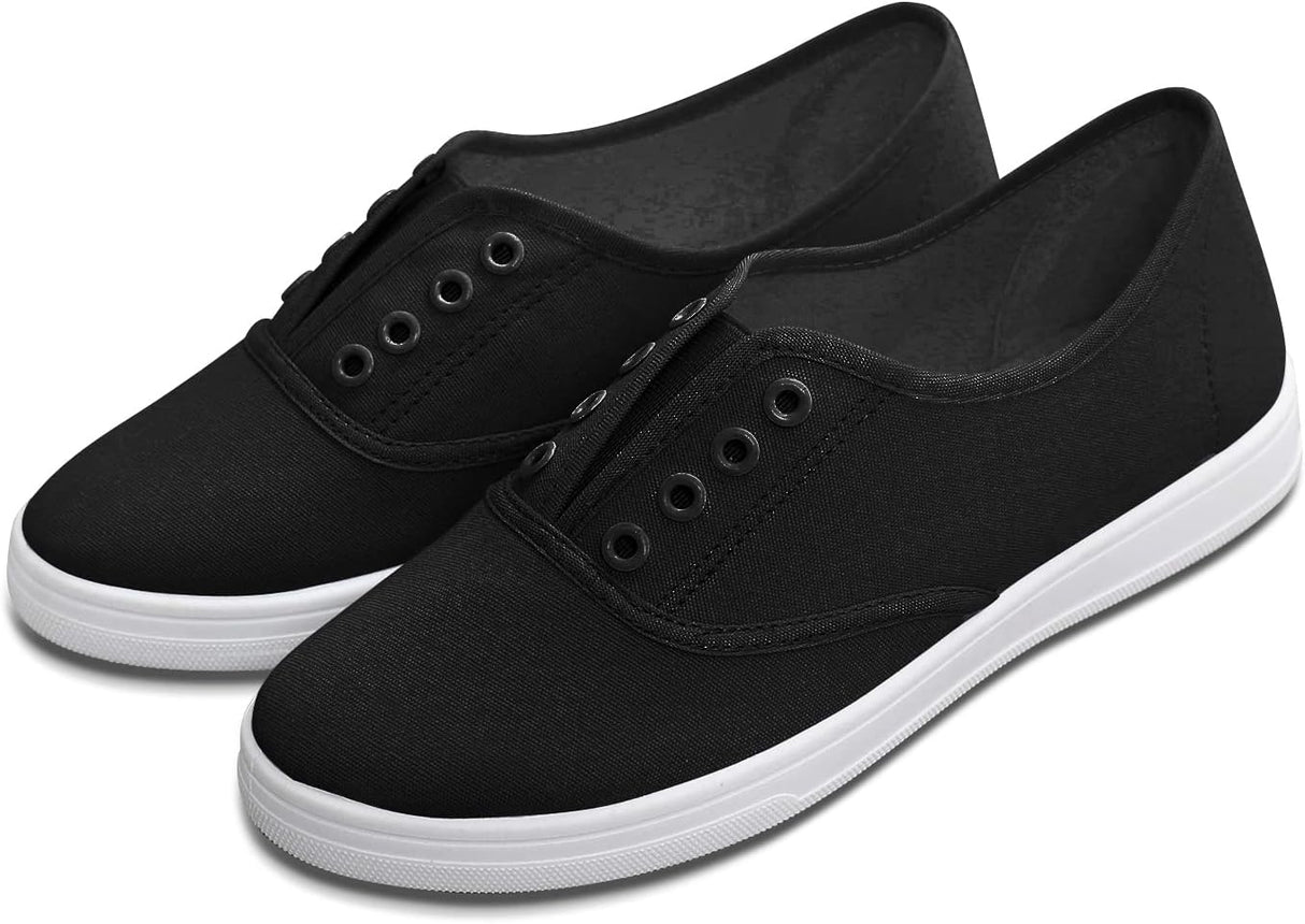 Hitmars Womens Canvas Shoes Slip On Trainers - Fashionable Lightweight and Breathable.