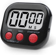 Digital Kitchen Timer Magnetic Backing Stand, Timers for Baking, Kitchen, Study, Exercise Training, Count up&Count down Clock Loud Alarm (BLACK).