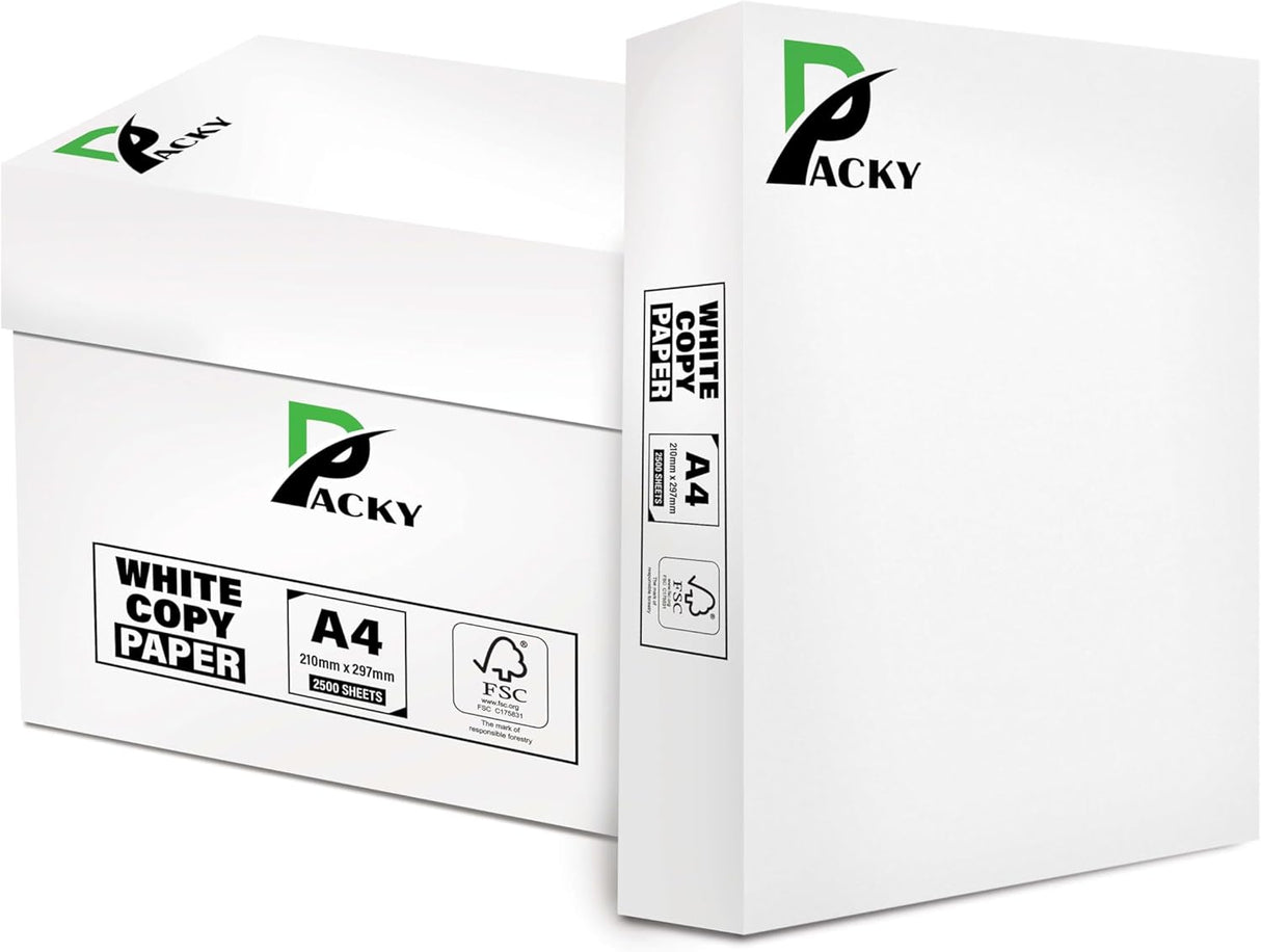 Packy® A4 Paper Copier Printer Multipurpose Laser Inkjet Printers Paper 210 x 297mm 1 Ream (500 x Sheets).