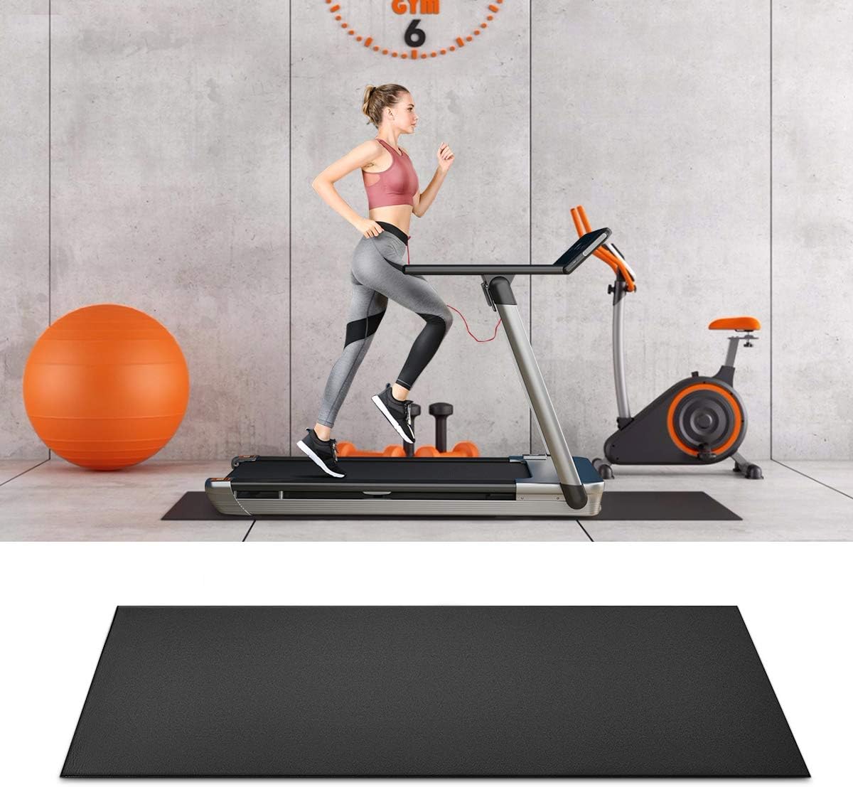 COSTWAY Thicken Treadmill Mat, 200 x 90cm Waterproof PVC Floor Protection Mats for Exercise Bike, Weight Bench, Rowing Machine, Cross Trainer and Other Home Gym Equipment.