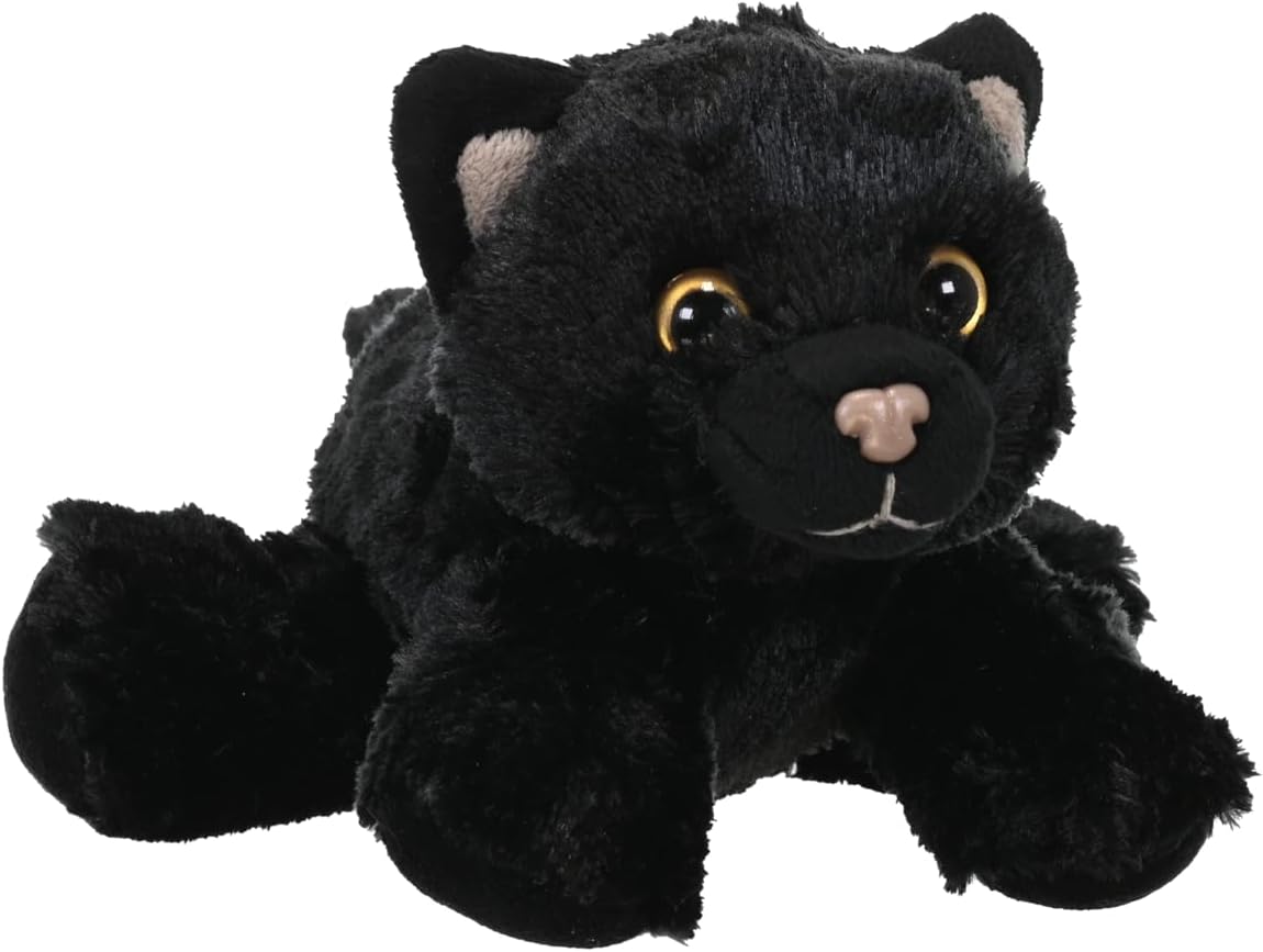 Wild Republic Black Cat Stuffed Animal, Plush Toy, Gifts for Kids, Hug'Ems 7 Inches.