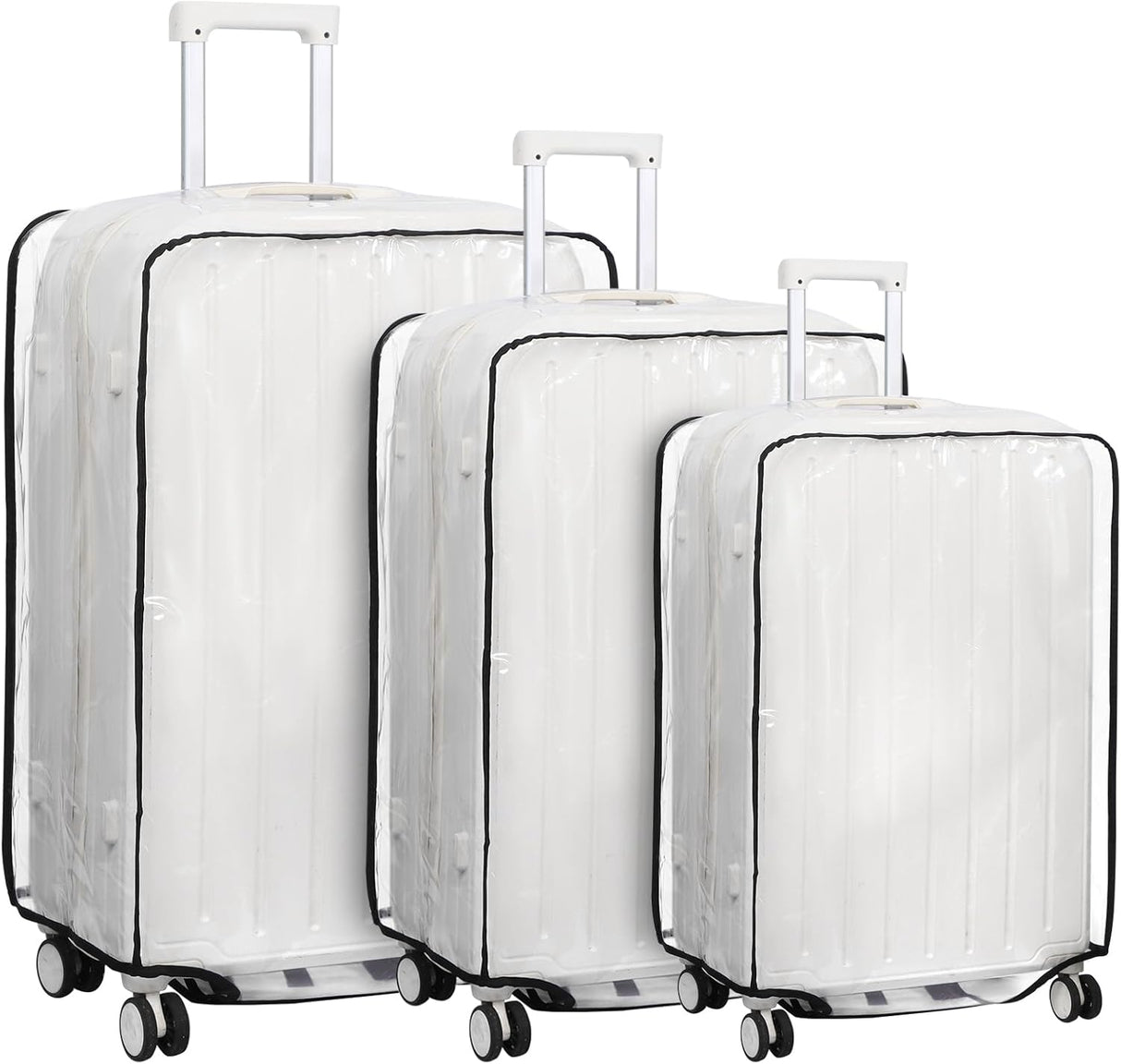 oneant 3Pcs Suitcase Cover Protectors PVC Luggage Cover for Suitcases 20/24/28 Inch Transparent Clear Suitcase Cover for Wheeled Trolley Case Home Travel Case Accessories.