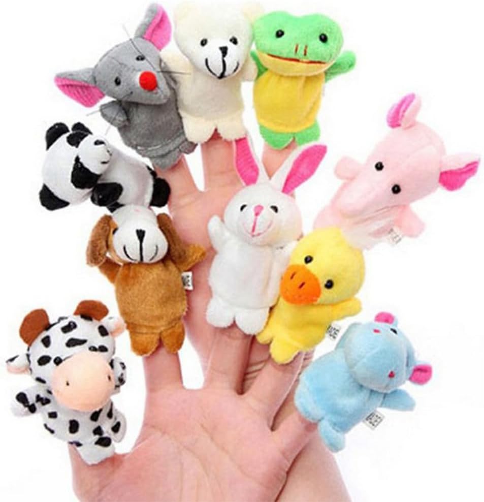 FELHPSP 10pcs Animal Finger Puppet Sets Dog Rabbit Panda Finger Puppet Cute Animal Finger Doll Plush Finger Puppet Toys Novelty Toys for Shows Playtime Gift for Kids.