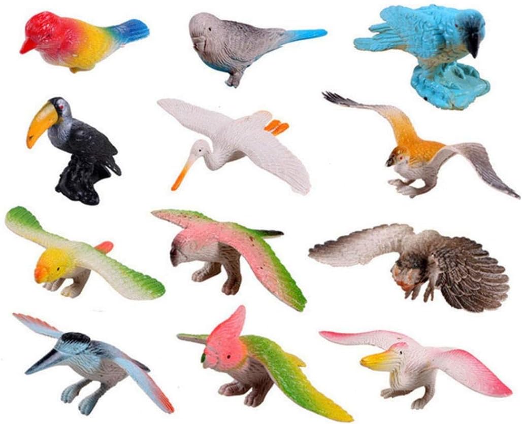 Zunesha 12pcs Bird Toys, Bird Cage Toys, Realistic Bird Toys, Bird Figures, Animal Figures Set, Pet Bird Supplies, Bird Models, Party Supplies, Cake Topper.