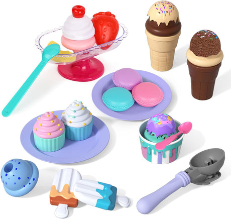 Lehoo Castle Ice Cream Toys for Kids, Ice Cream Shop, Play Food, Play Kitchen Accessories, Ice Cream Toy, Toy Food, Kitchen Toys for Girls, Ice Cream Set, Gift for 3 Year Old Boy Or Girl(Red).