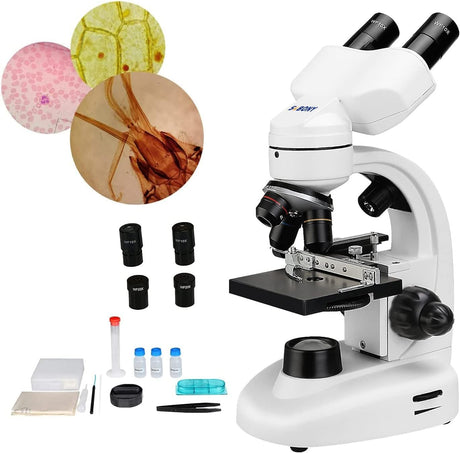 Svbony SV605 Binocular Compound Microscope, 80x-1600x Magnification Microscope with Dual LED Illumination Mechanical Stage, Biological Binocular Microscope for Aldults Beginners Students Gifts.