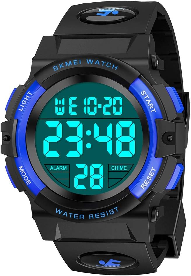 Sport Digital Kids Watch, Multifunction Waterproof Watch for 6-15 Year Old Boys Girls with LED Light Alarm and Calendar Date.