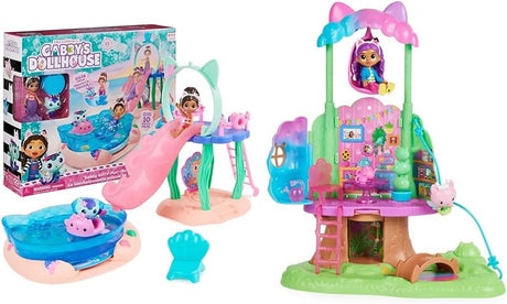 Gabby’s Dollhouse, Purr-ific Pool Playset with Gabby and MerCat Figures, Colour-Changing Mermaid Tails and Pool Accessories Kids’ Toys for Ages 3 and Up, Blue.