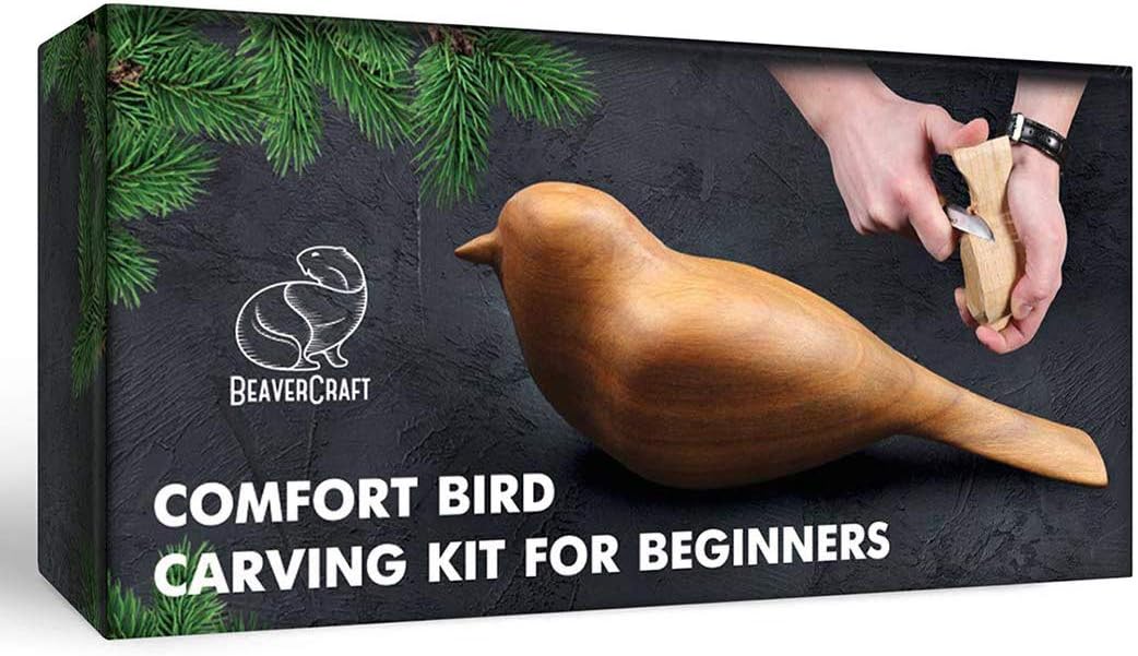 BeaverCraft, Wood Carving Kit Comfort Bird DIY - Complete Starter Whittling Kit for Beginners Adults and Teens - Book Fun Project Carve Bird Hobby Whittling - Learning Woodworking for Kids.