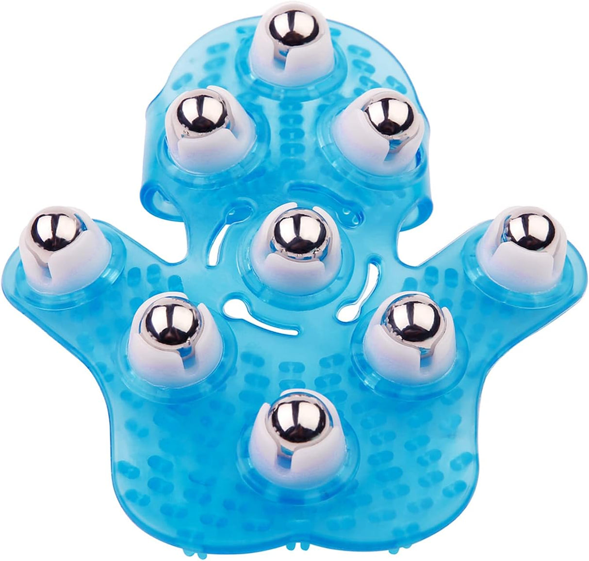 JIAHAO Palm Shaped 360 Degree Metal Roller Massager- Handheld Body Massage Tool for Deep Tissue Stress Relief and Cellulite Reduction (Blue).