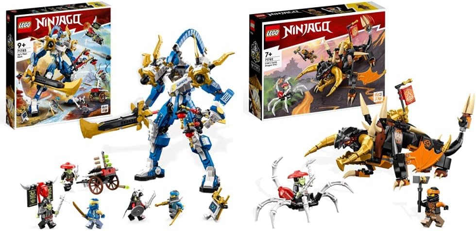 LEGO NINJAGO Jay’s Titan Mech, Large Action Figure Set, Battle Toy for Kids, Boys and Girls with 5 Minifigures & Stud-Shooting Crossbow, 2023 Playset 71785.