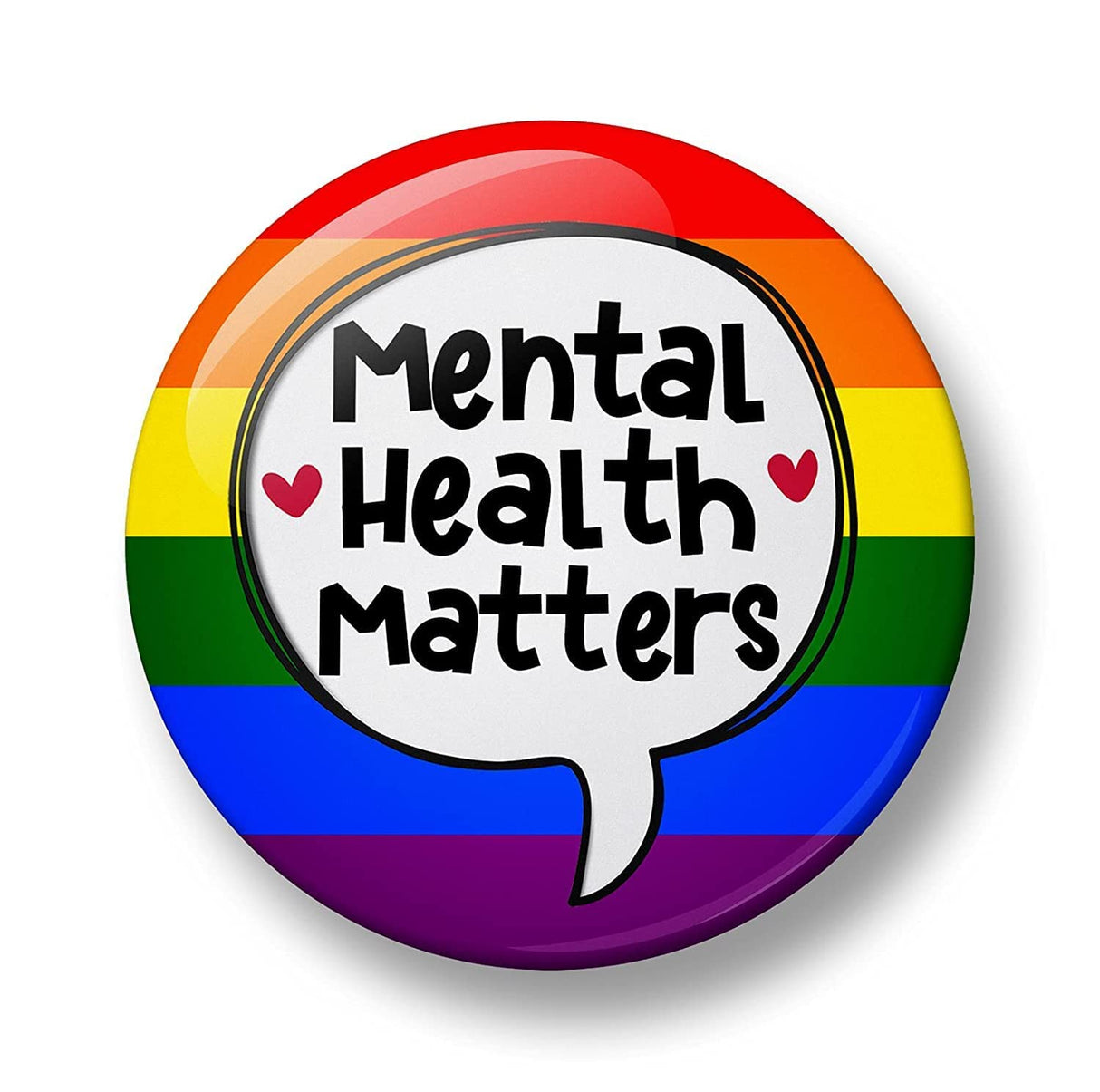 Mental Health Matters Pin Badge, 32mm, Awareness Badges, Self Care, Mental Wellness Button Badge, Autism Badge (Rainbow).