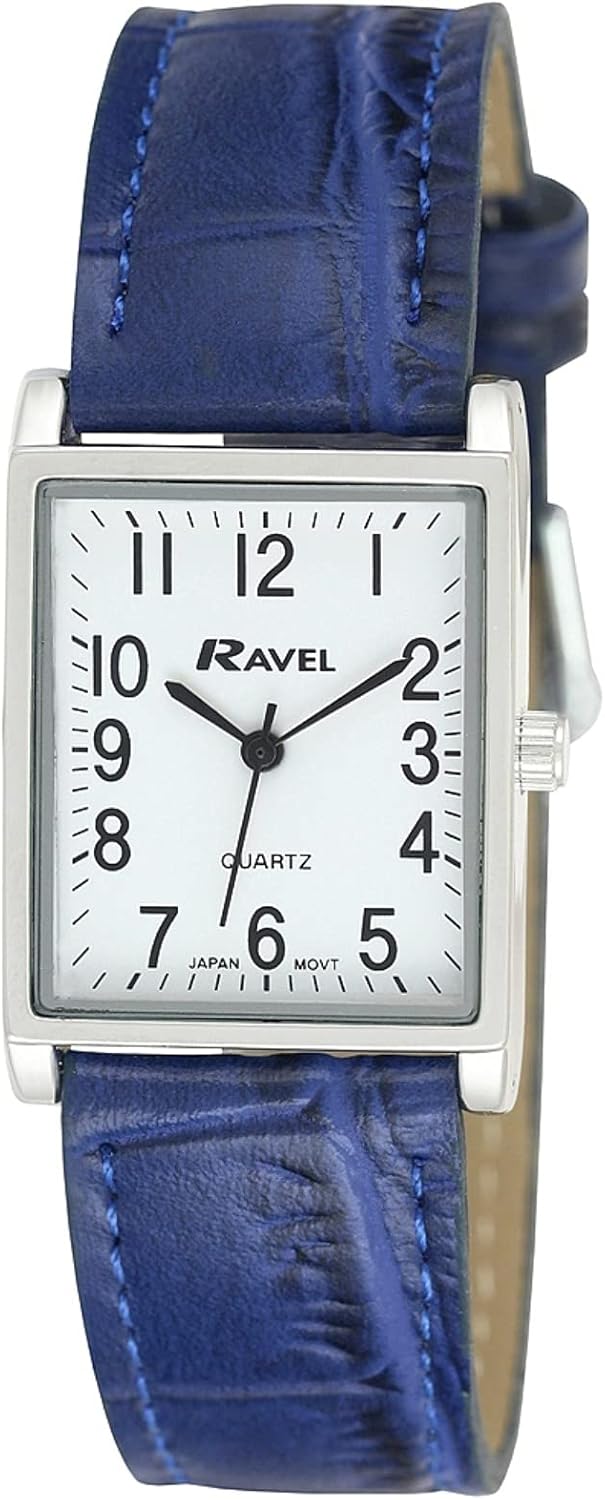 Ravel - Unisex Traditional Rectangular Watch with Clear Numeral Dial.