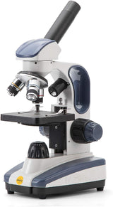 Swift Compound Monocular Microscope with 40X-1000X Magnification, Dual Light, Precision Fine Focus, Wide-Field 25X Eyepiece and Cordless Capability for Student Beginner.