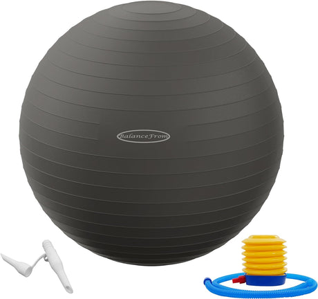 Signature Fitness Anti-Burst and Slip Resistant Exercise Ball Yoga Ball Fitness Ball Birthing Ball with Quick Pump, 2,000-Pound Capacity, Multiple Sizes.